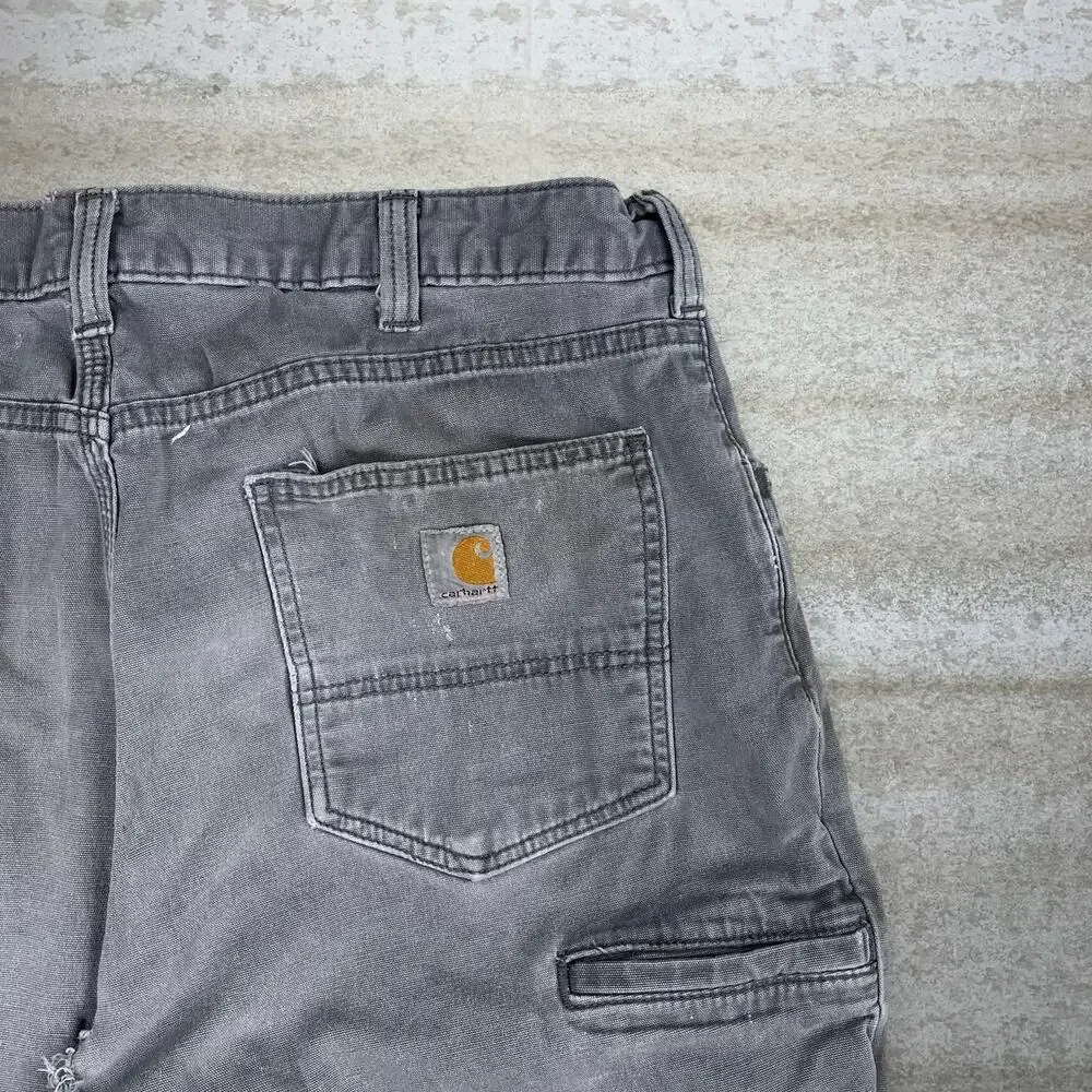 Vintage Y2K Carhartt Carpenter Pants 36x36 Relaxed Fit Grey Cotton Canvas